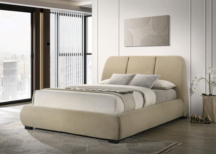 Mokena 46-inch Upholstered Queen Platform Bed Brown-2