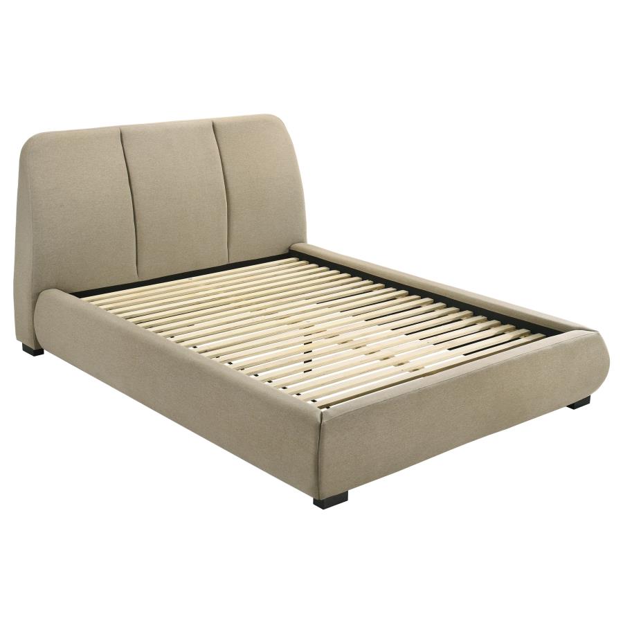 Mokena 46-inch Upholstered Queen Platform Bed Brown-zoom-1