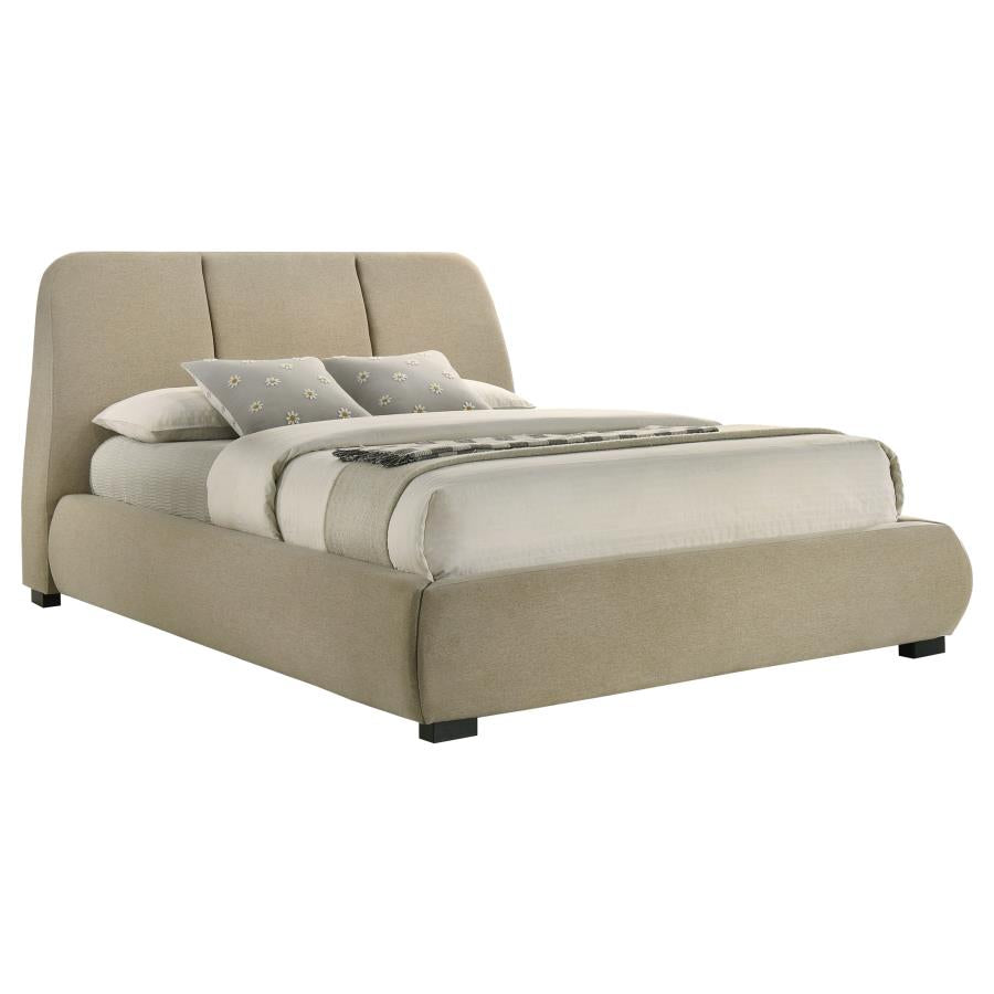Mokena 46-inch Upholstered Queen Platform Bed Brown-zoom-3