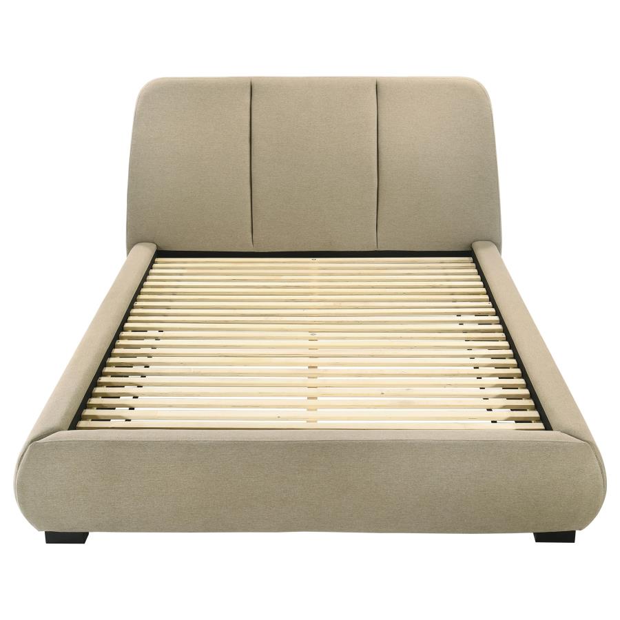 Mokena 46-inch Upholstered Queen Platform Bed Brown-zoom-4