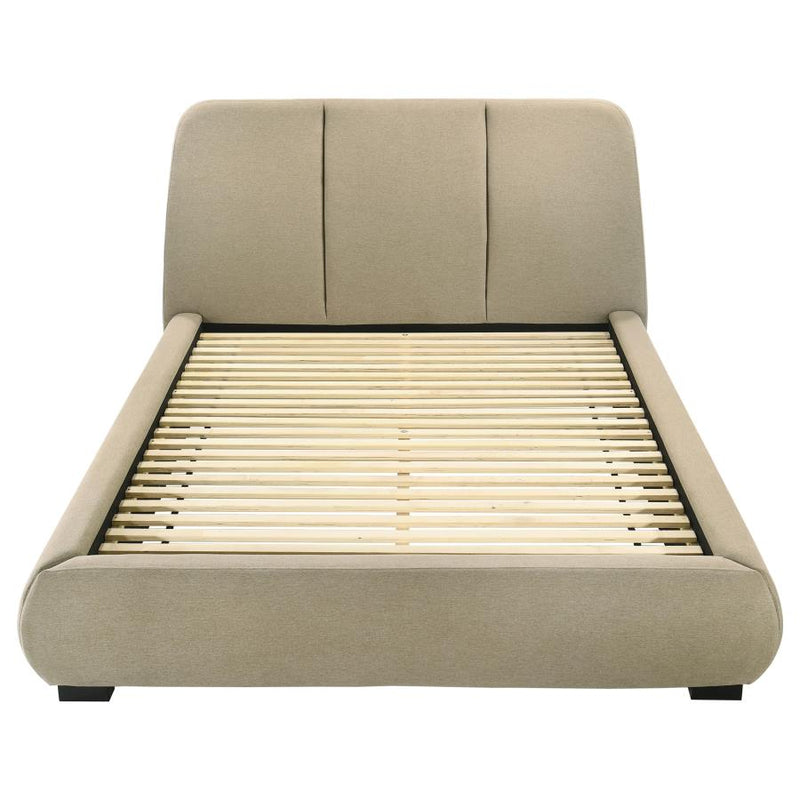 Mokena 46-inch Upholstered Queen Platform Bed Brown-zoom-