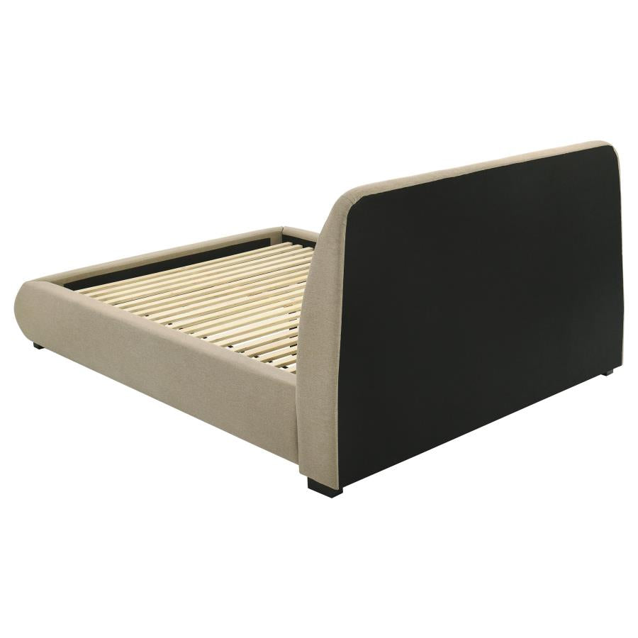 Mokena 46-inch Upholstered Queen Platform Bed Brown-zoom-5