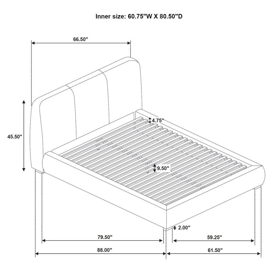 Mokena 46-inch Upholstered Queen Platform Bed Brown-8