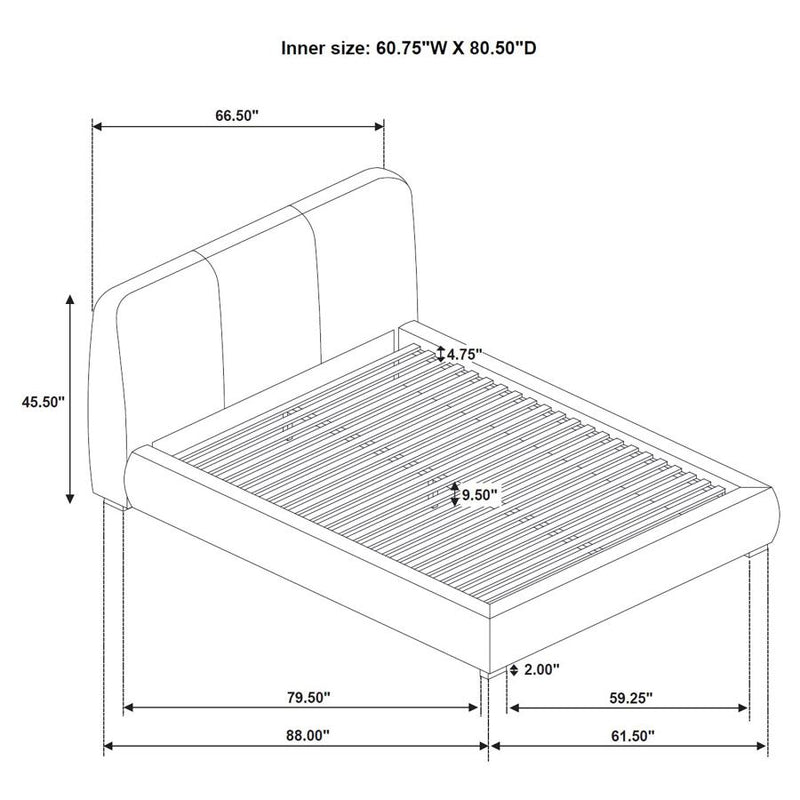 Mokena 46-inch Upholstered Queen Platform Bed Brown-zoom-