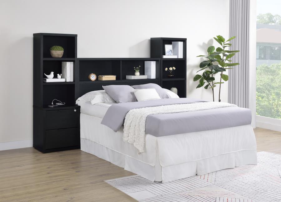 Westpark 3-piece Full Bedroom Set Bookcase Headboard Black-zoom-1