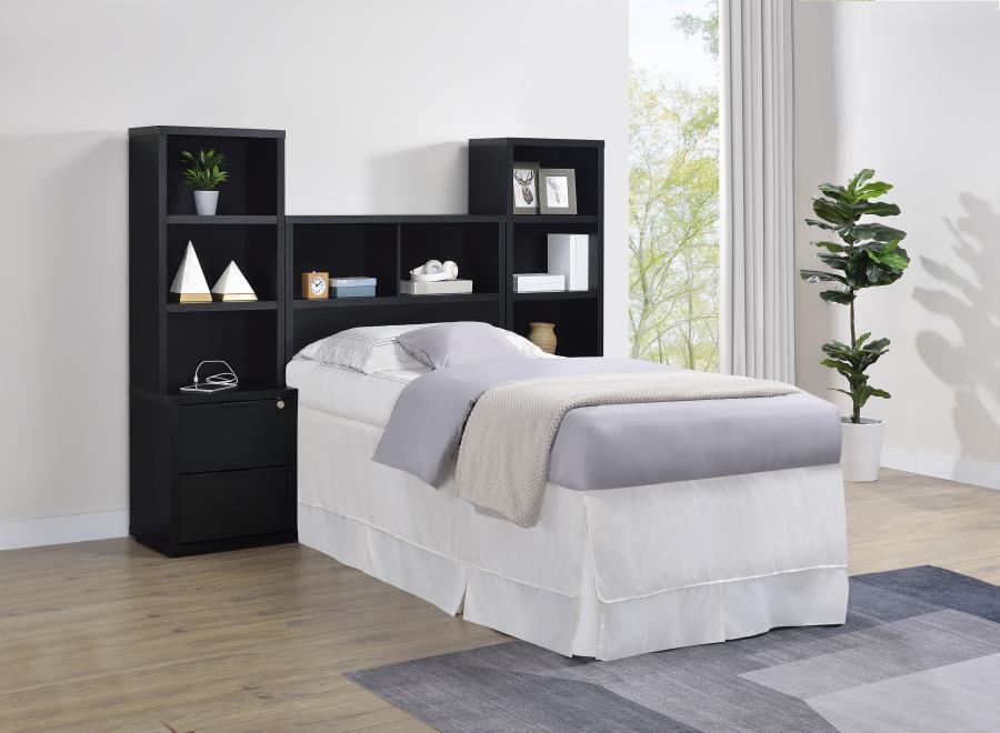Westpark 3-piece Twin Bedroom Set Bookcase Headboard Black-1