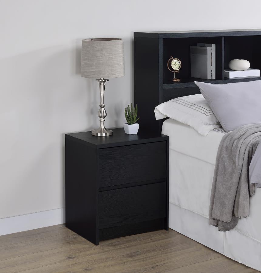 Westpark 2-drawer Nightstand LED Lights and USB Black-zoom-2