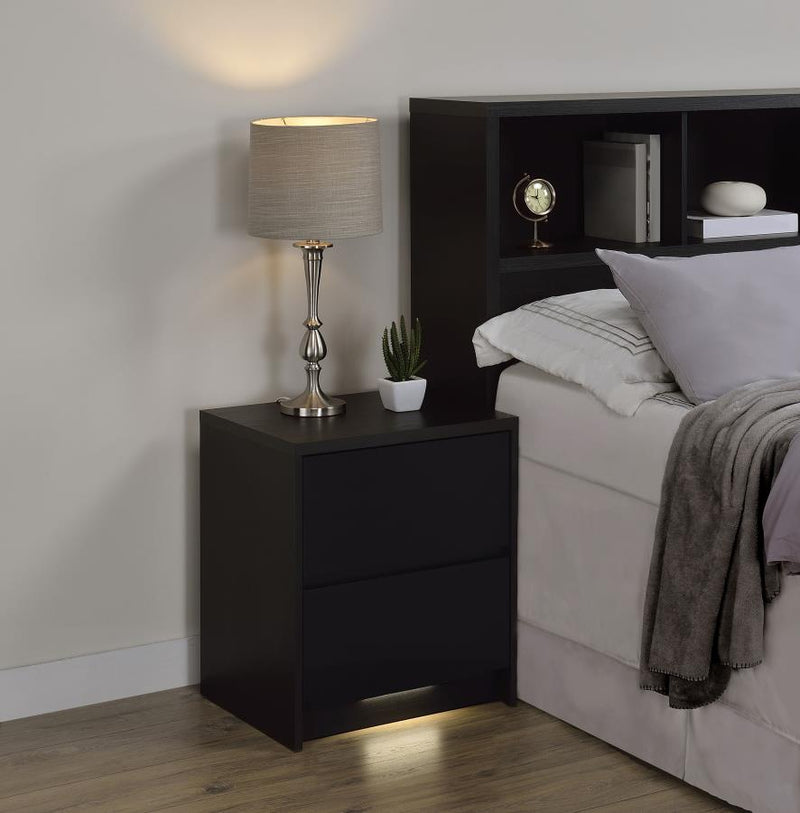 Westpark 2-drawer Nightstand LED Lights and USB Black-zoom-