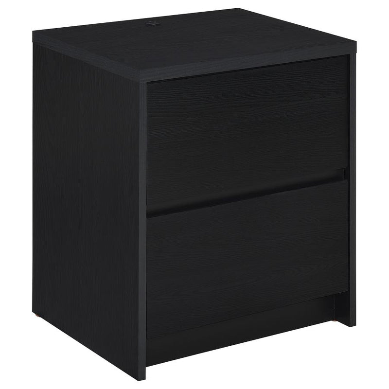 Westpark 2-drawer Nightstand LED Lights and USB Black-zoom-