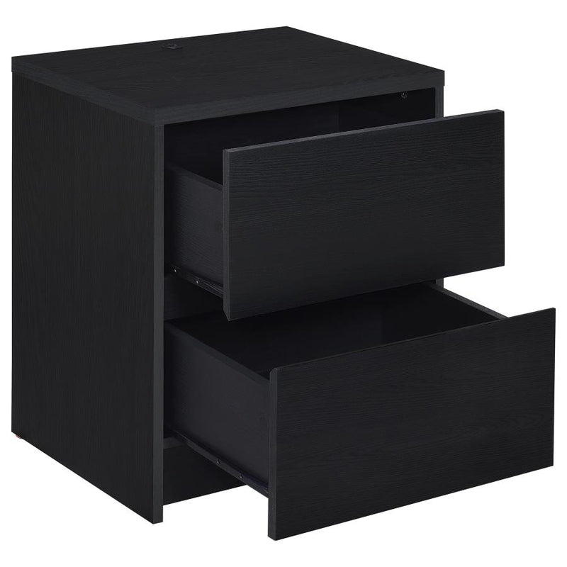 Westpark 2-drawer Nightstand LED Lights and USB Black-zoom-