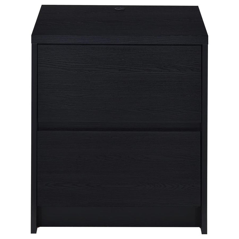 Westpark 2-drawer Nightstand LED Lights and USB Black-zoom-