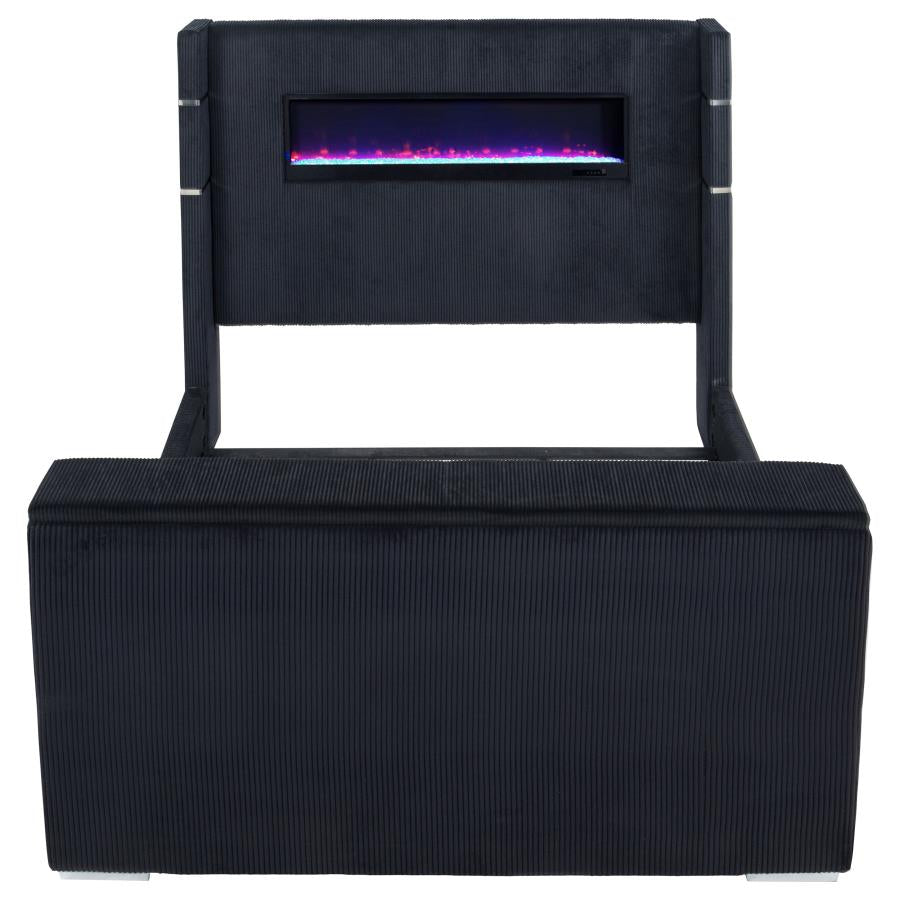 Tisdall Eastern King Flame Visualizer Wingback TV Bed Black-zoom-6