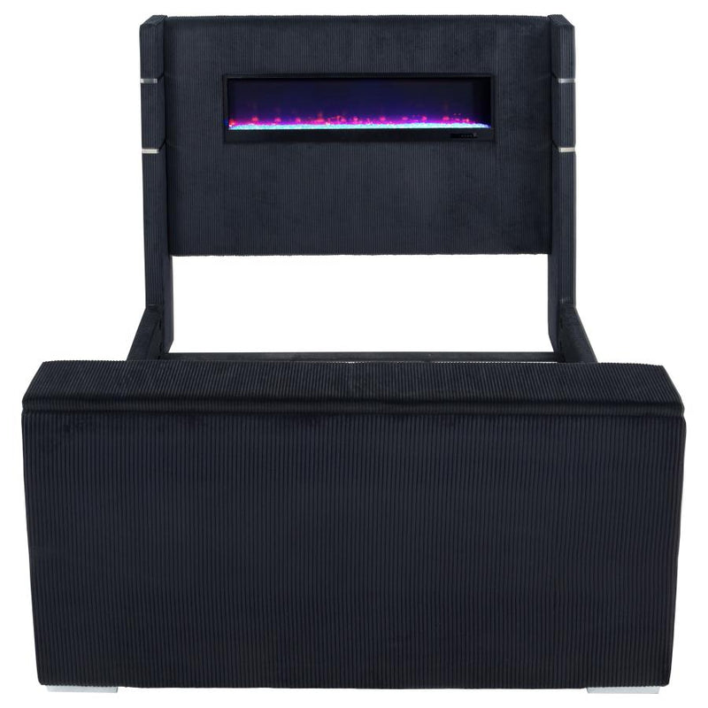 Tisdall Eastern King Flame Visualizer Wingback TV Bed Black-zoom-