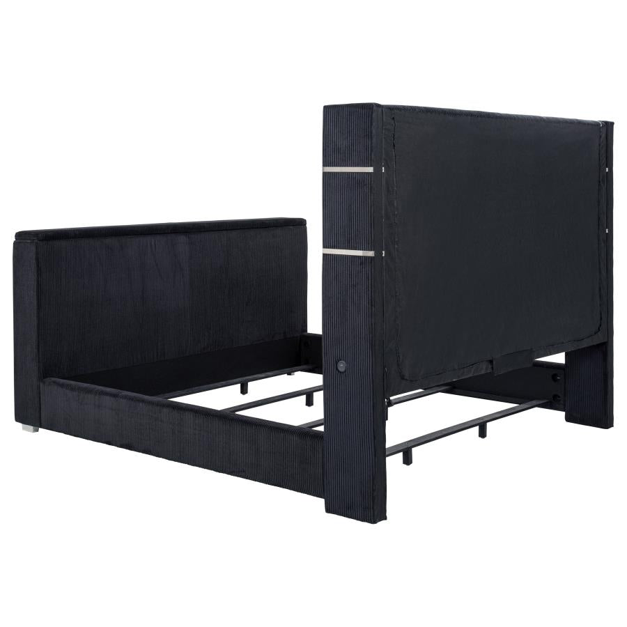Tisdall Eastern King Flame Visualizer Wingback TV Bed Black-7