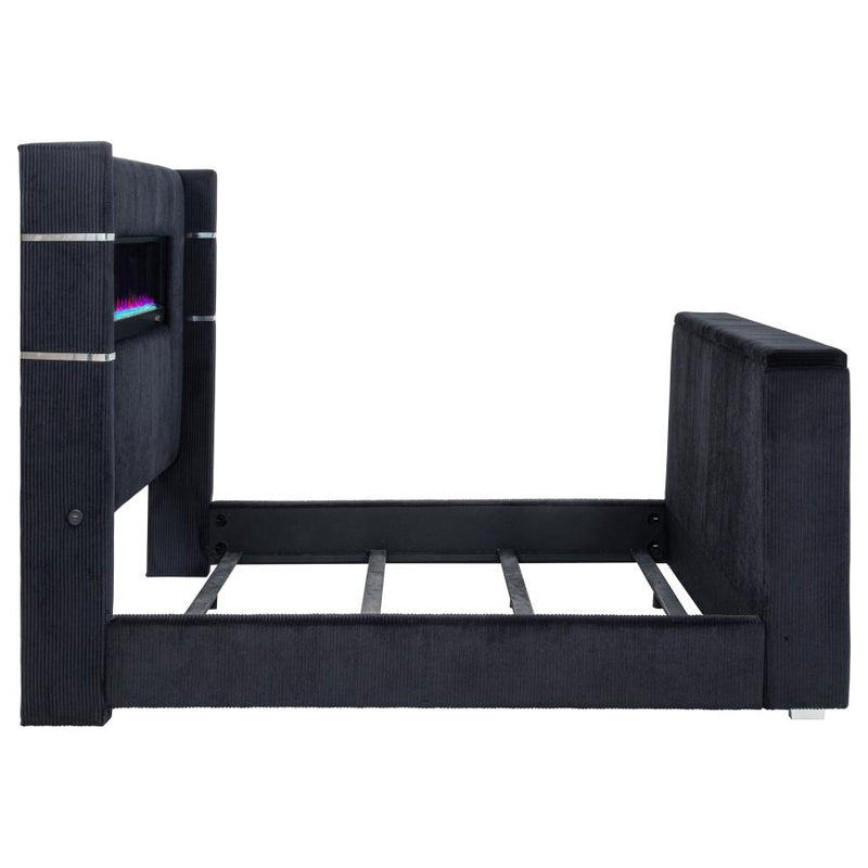 Tisdall Eastern King Flame Visualizer Wingback TV Bed Black-zoom-