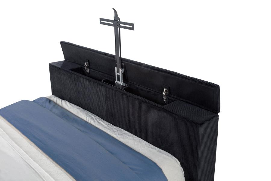 Tisdall Eastern King Flame Visualizer Wingback TV Bed Black-11