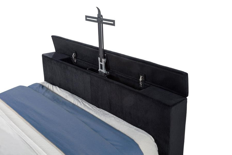 Tisdall Eastern King Flame Visualizer Wingback TV Bed Black-zoom-