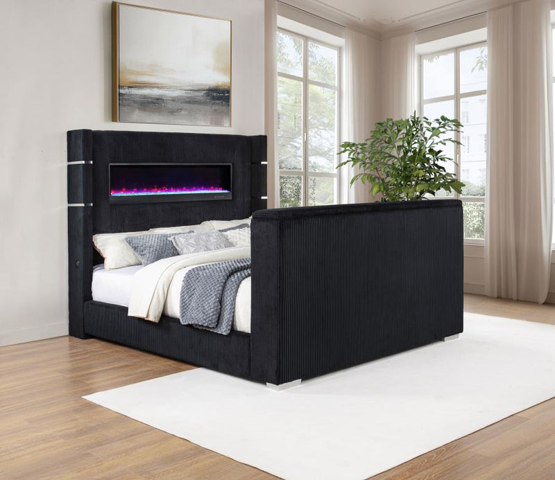 Tisdall California King Flame Visualizer TV Bed Black-zoom-