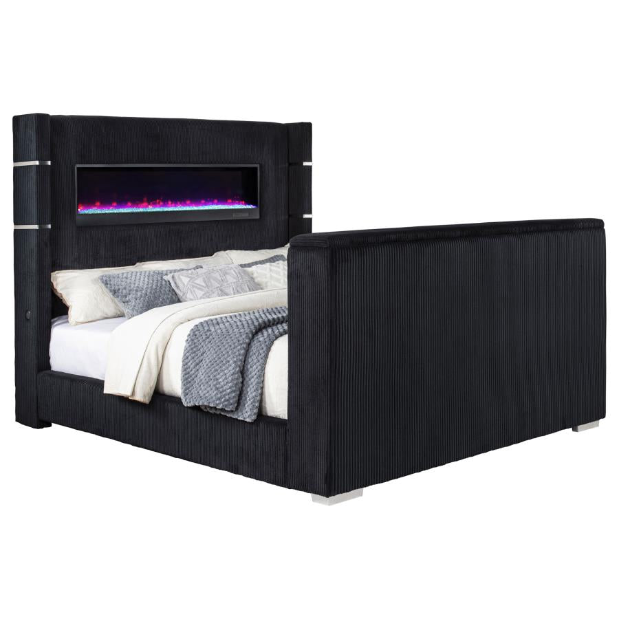Tisdall California King Flame Visualizer TV Bed Black-zoom-1
