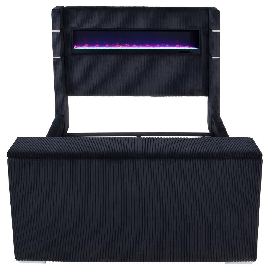 Tisdall Queen Flame Visualizer Wingback TV Bed Black-zoom-6