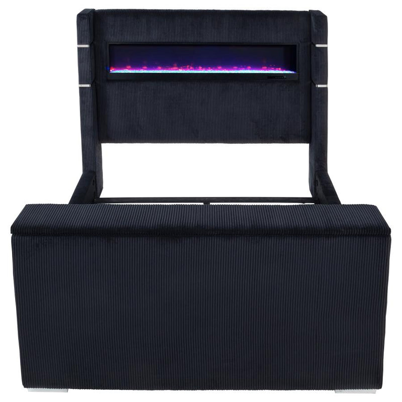 Tisdall Queen Flame Visualizer Wingback TV Bed Black-zoom-