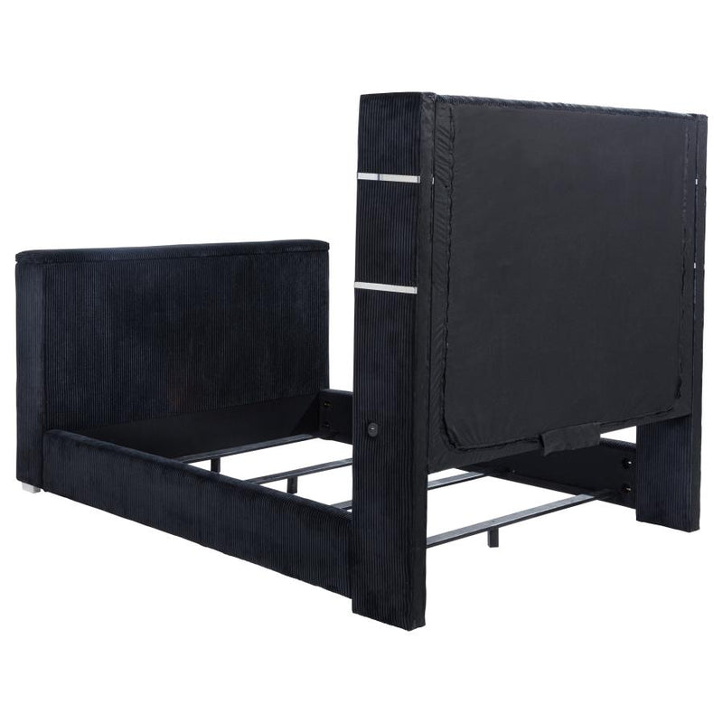 Tisdall Queen Flame Visualizer Wingback TV Bed Black-zoom-