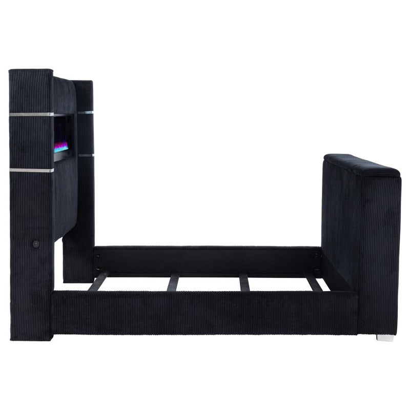 Tisdall Queen Flame Visualizer Wingback TV Bed Black-zoom-