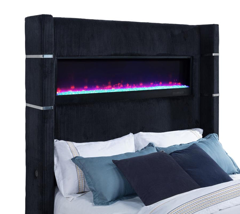 Tisdall Queen Flame Visualizer Wingback TV Bed Black-zoom-