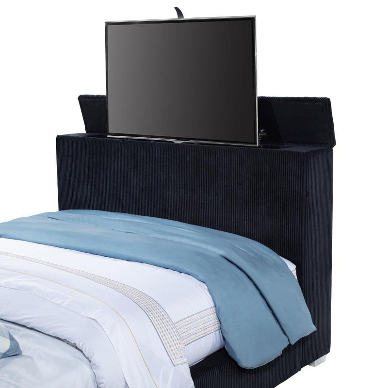 Tisdall Queen Flame Visualizer Wingback TV Bed Black-zoom-
