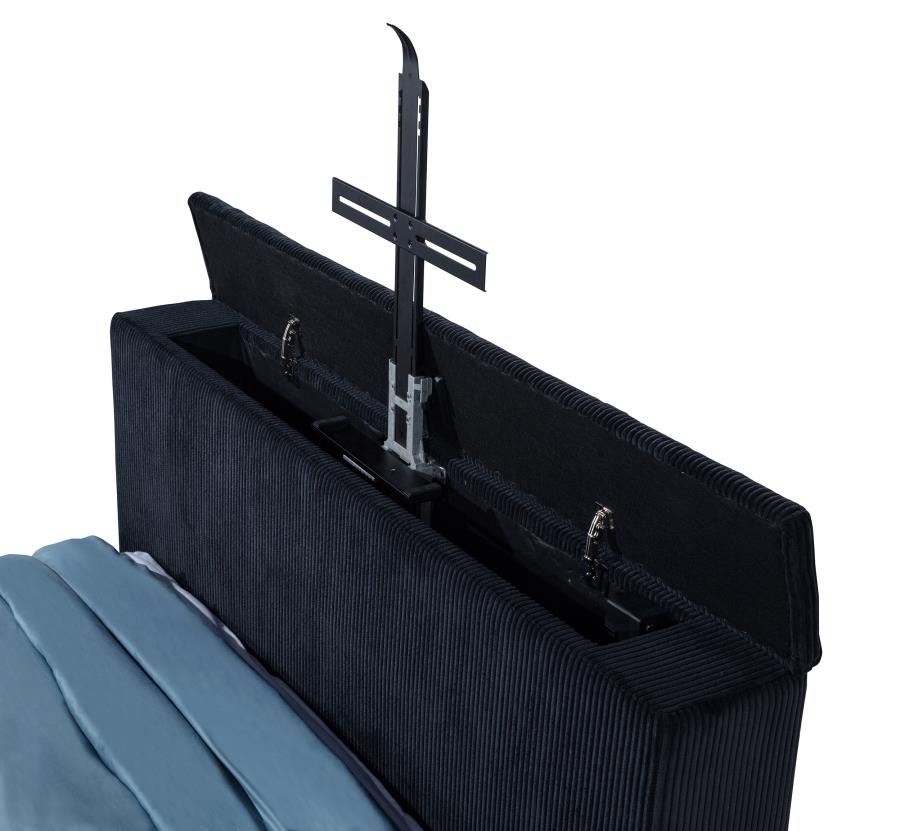 Tisdall Queen Flame Visualizer Wingback TV Bed Black-11