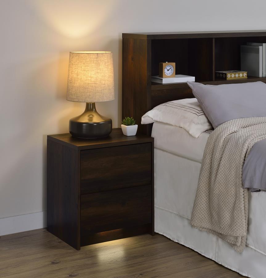 Westpark 2-drawer Nightstand LED Lights and USB Dark Pine-zoom-3