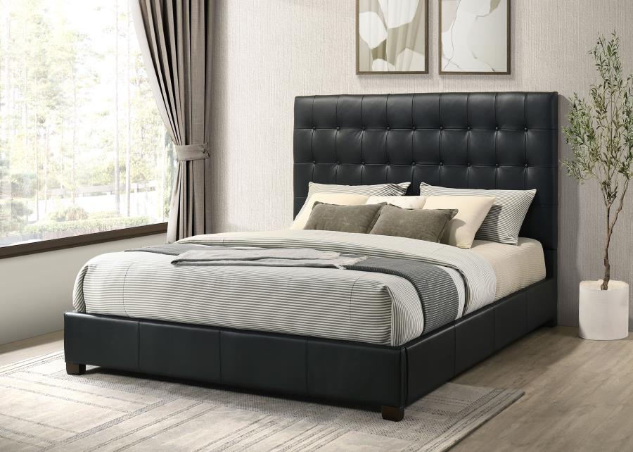 Medley Genuine Leather Eastern King Platform Bed Black-zoom-2
