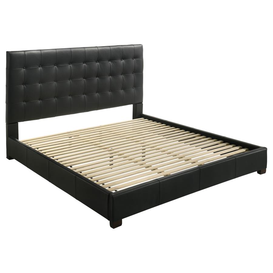 Medley Genuine Leather Eastern King Platform Bed Black-1