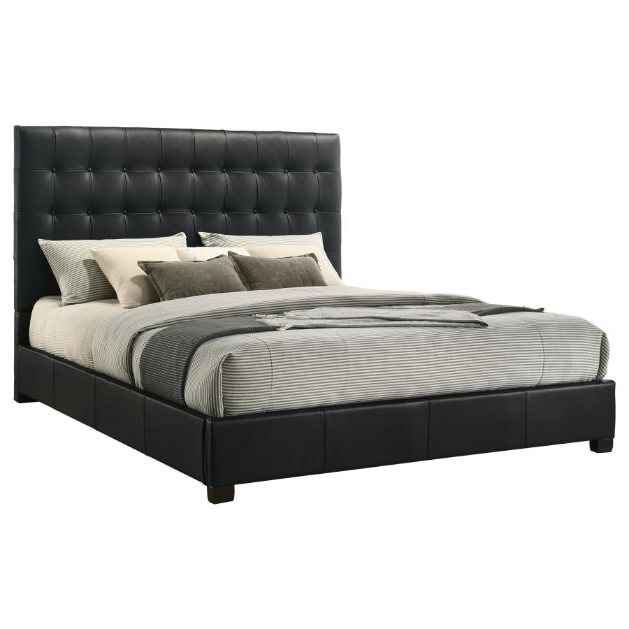 Medley Genuine Leather Eastern King Platform Bed Black-zoom-3