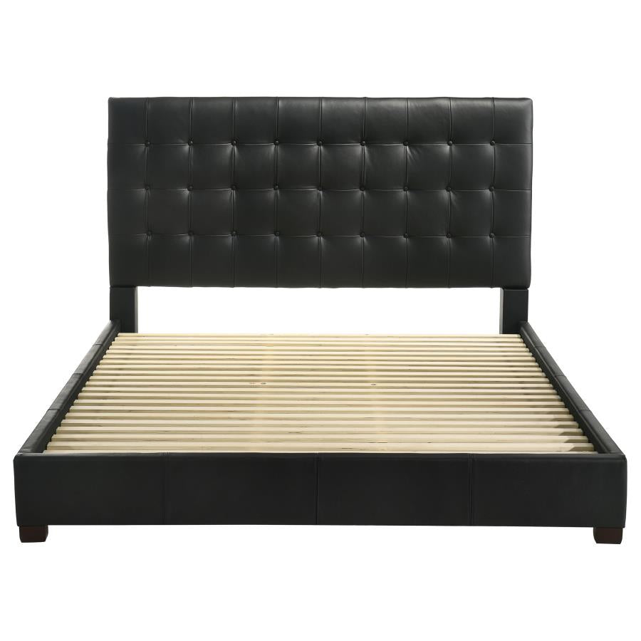 Medley Genuine Leather Eastern King Platform Bed Black-zoom-4