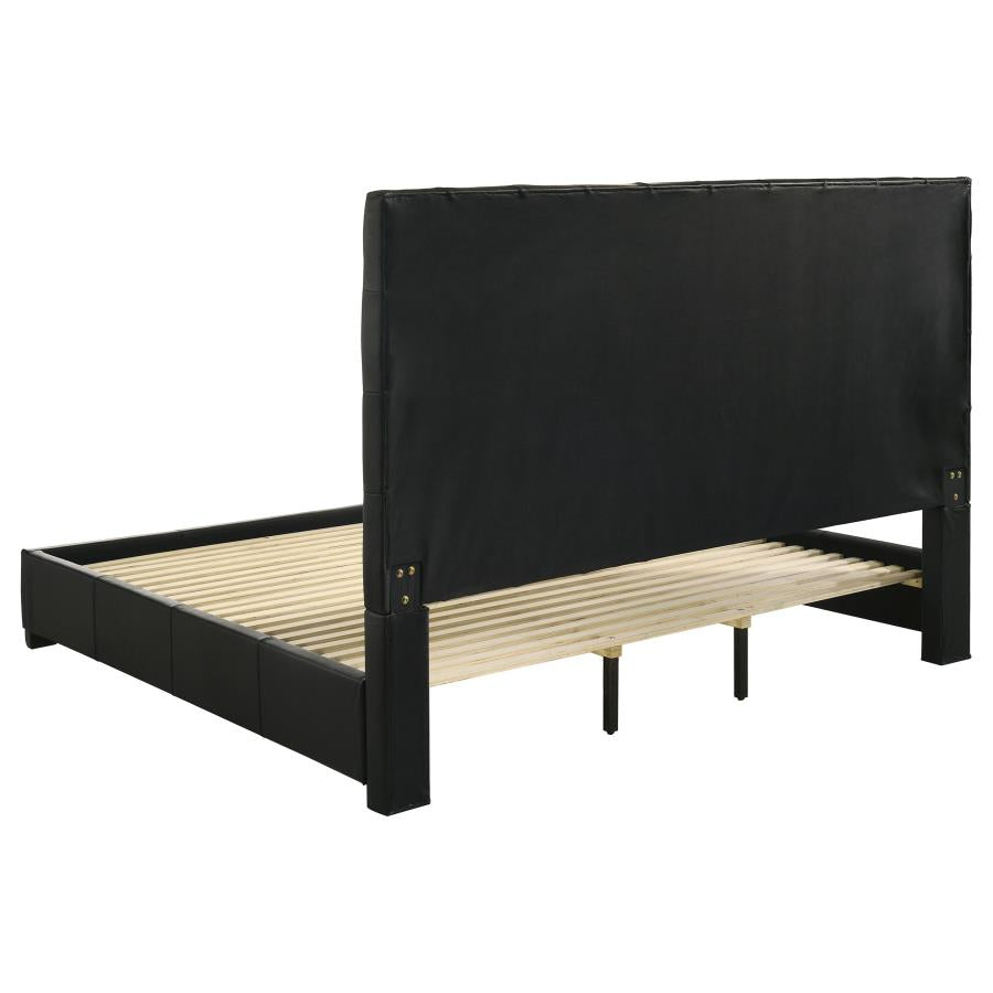 Medley Genuine Leather Eastern King Platform Bed Black-5