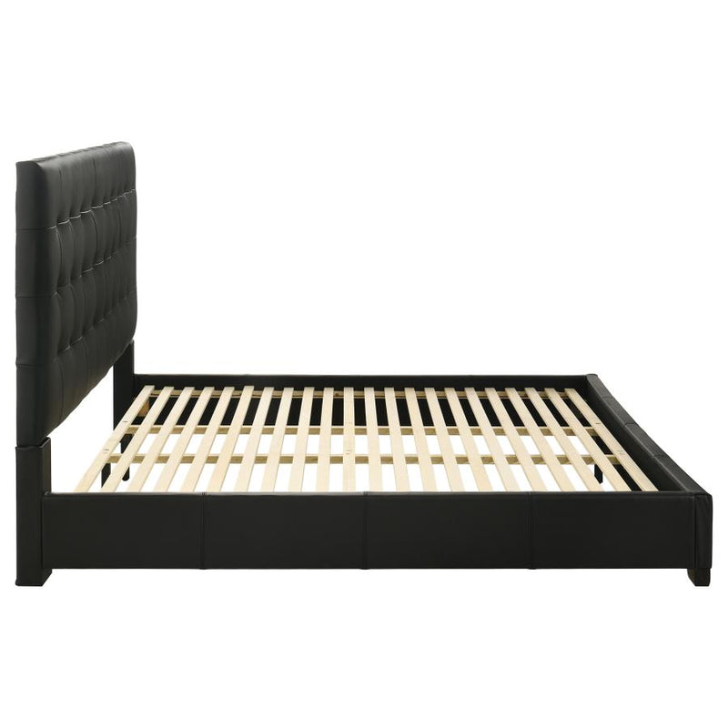 Medley Genuine Leather Eastern King Platform Bed Black-zoom-