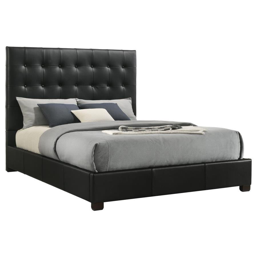 Medley Genuine Leather Queen Panel Platform Bed Black-3