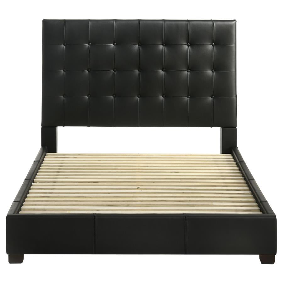 Medley Genuine Leather Queen Panel Platform Bed Black-4