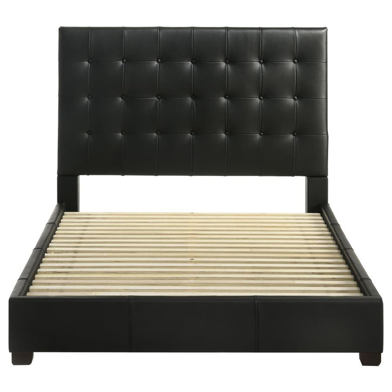 Medley Genuine Leather Queen Panel Platform Bed Black-zoom-