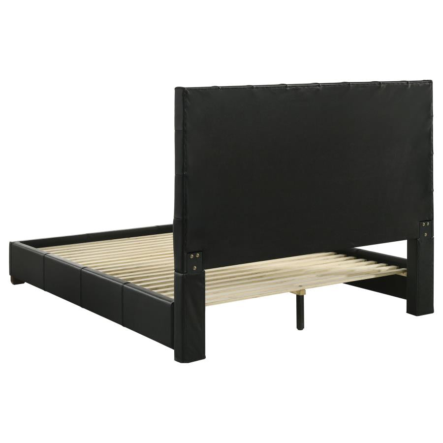 Medley Genuine Leather Queen Panel Platform Bed Black-zoom-5