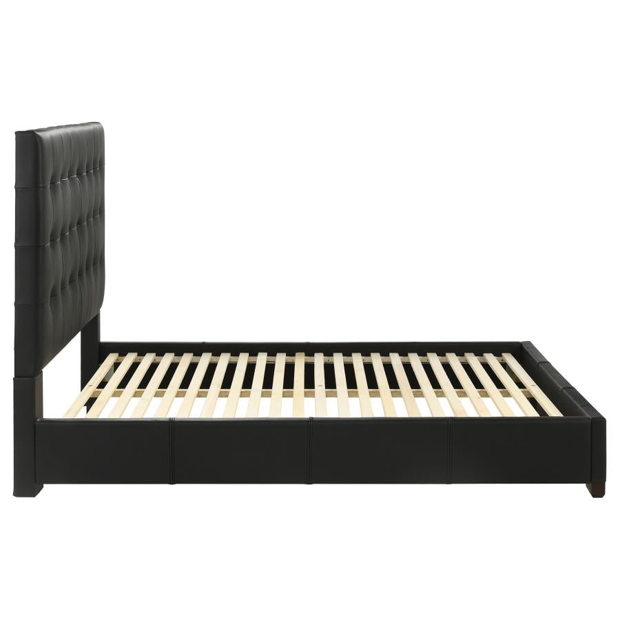 Medley Genuine Leather Queen Panel Platform Bed Black-6