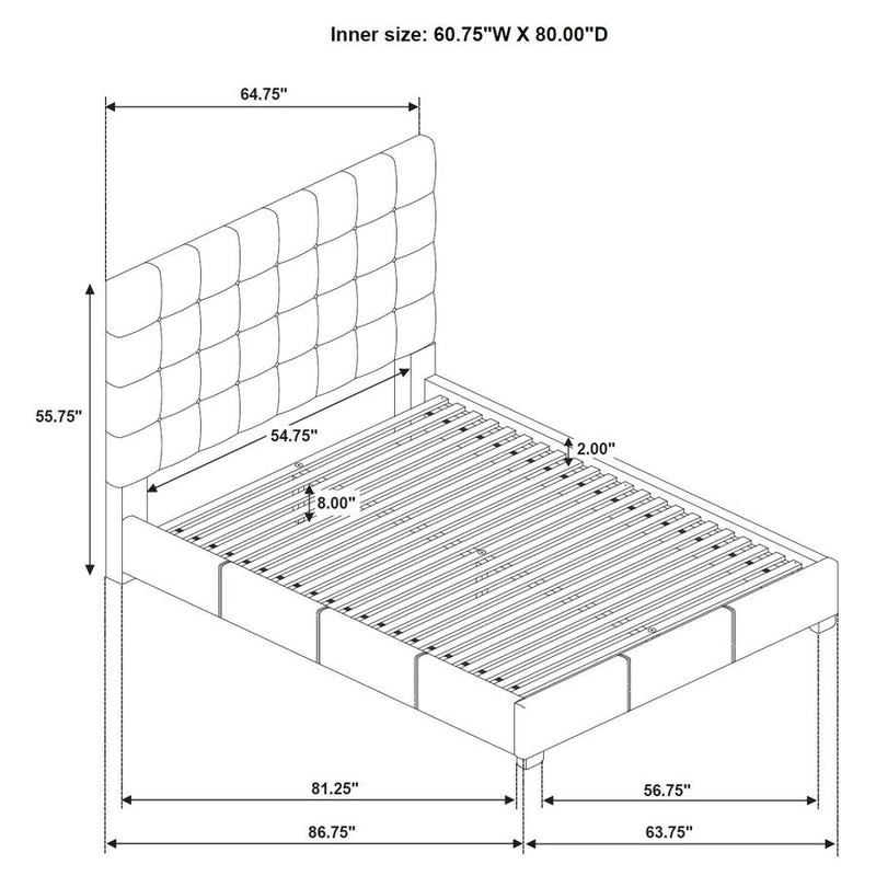 Medley Genuine Leather Queen Panel Platform Bed Black-zoom-