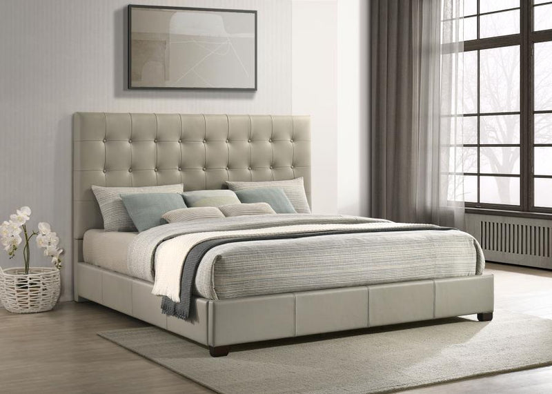 Medley Genuine Leather Eastern King Platform Bed Tan-zoom-