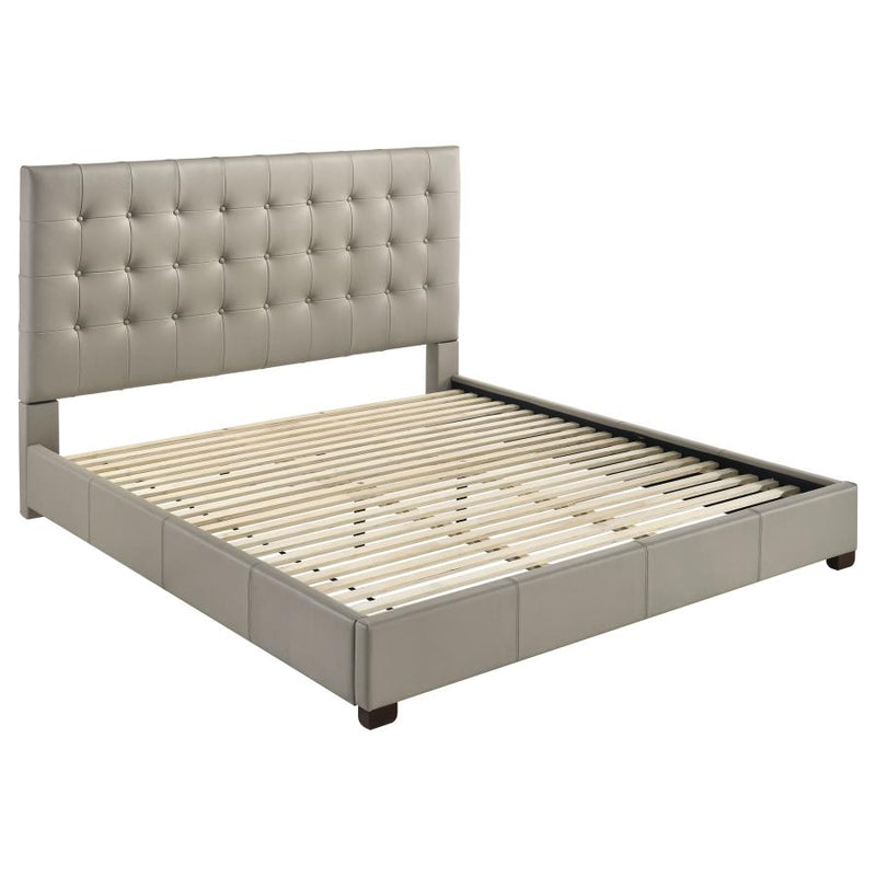 Medley Genuine Leather Eastern King Platform Bed Tan-zoom-