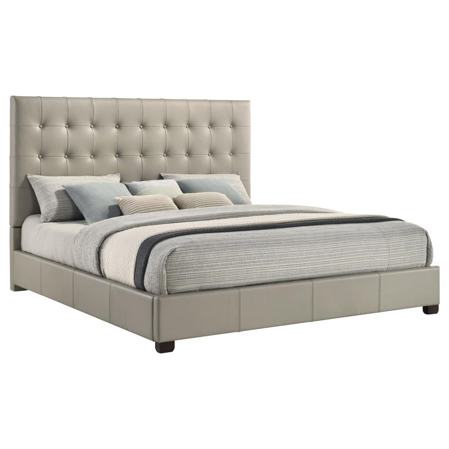 Medley Genuine Leather Eastern King Platform Bed Tan-zoom-3