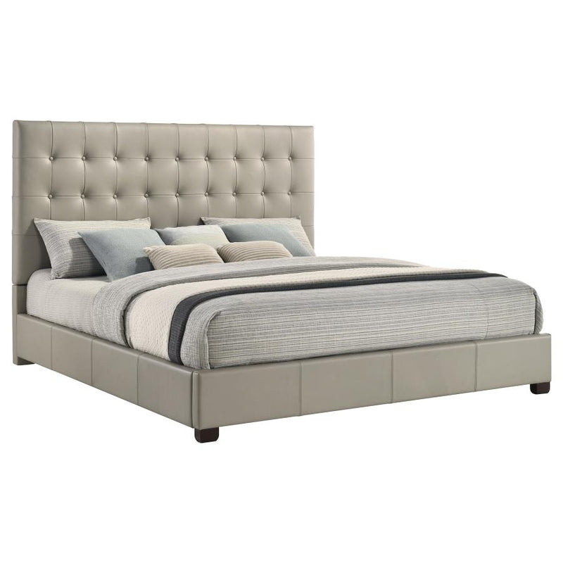 Medley Genuine Leather Eastern King Platform Bed Tan-zoom-