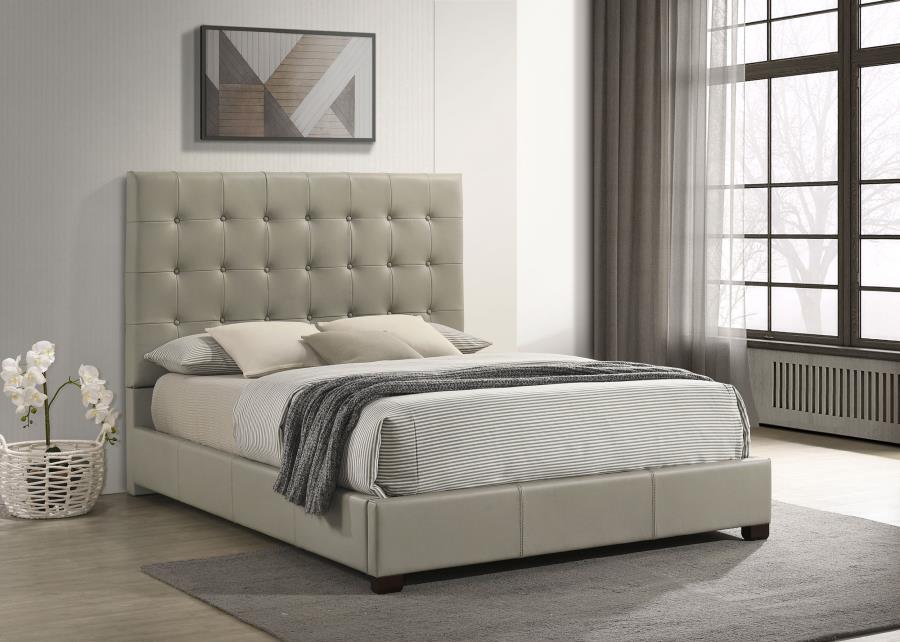 Medley Genuine Leather Queen Panel Platform Bed Tan-zoom-2