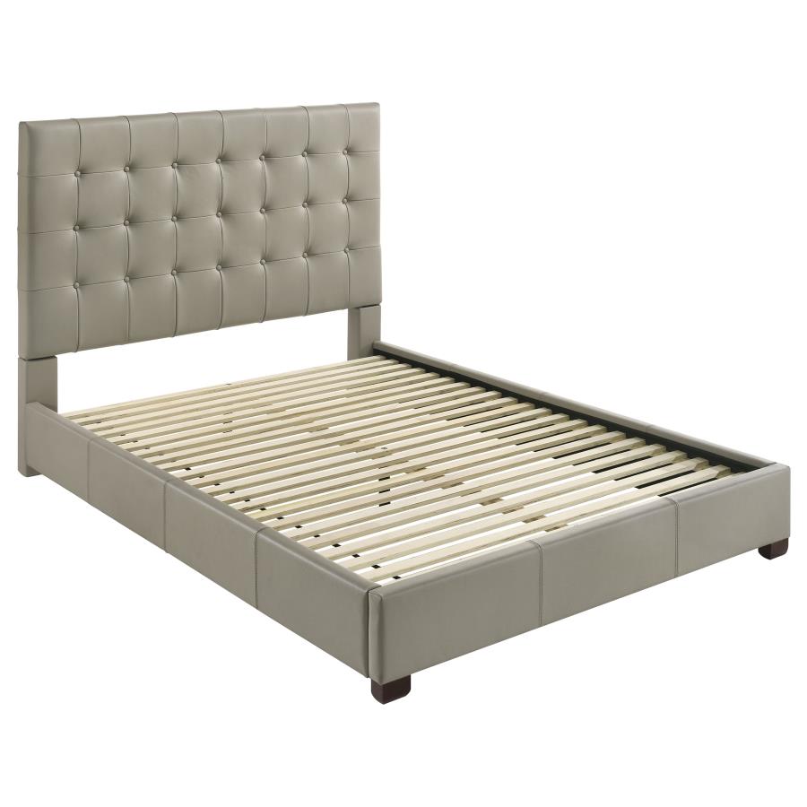 Medley Genuine Leather Queen Panel Platform Bed Tan-1