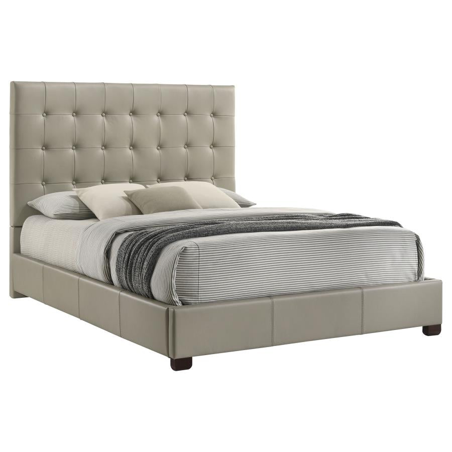 Medley Genuine Leather Queen Panel Platform Bed Tan-zoom-3